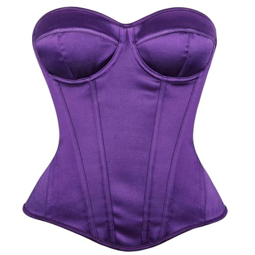 Image of Satin Corset Tops for Women Strapless Bustier Sweetheart Neckline Boned Bodice Bridal Lingerie Party Clubwear