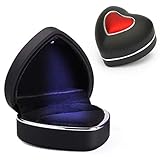 Größe: 7 x 6,8 x 4 cm GBYAN Ringbox mit LED-Licht in Herzform, Ringhalter, Schmuck-Geschenkbox für Antrag, Verlobung, Hochzeitszeremonie (Schwarz)