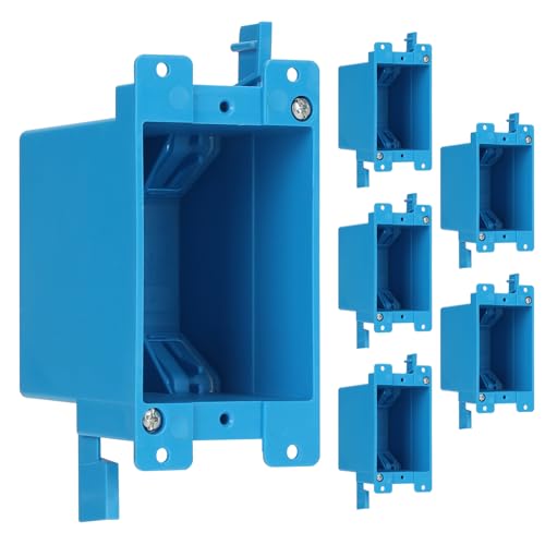 Image of XIUTE(Pack of 6) Single Gang Old Work Box,Old Work Box 1 Gang,Living Hinges,Adjustable Mounting Tabs，60 cu. Inches,ETL,Blue