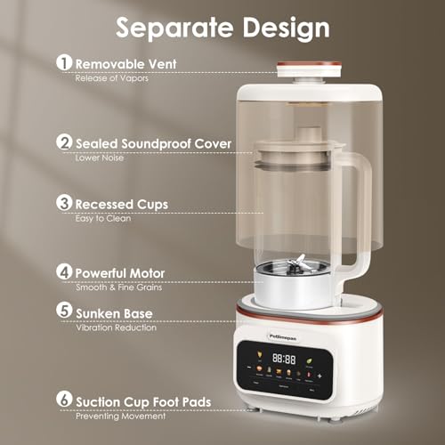 Silent Professional Blender 1.4L &ndash; 8 Preset Programs, Quiet Motor, Hot & Cold Blending for Smoothies, Soups, Nut Milk, Ice Crushing &ndash; 24H Timer, Self-Cleaning, BPA-Free