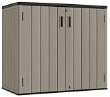 KINYING Outdoor Horizontal Storage Sheds,Outdoor Storage Cabinet Waterproof Resin Tool Storage Box for Lawn Mower,Garden Tools and Patio Furniture, Lockable (Brown)