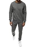 OZONEE Herren 2-Teilig Set Sweatshirt + Jogginghose Jogginganzug Pullover Trainingshose Trainingsanzug Sportanzug Freizeitanzug Sport Anzug Tracksuit Fitnessanzug SET/XWJS2001Z/5 DUNKELGRAU L