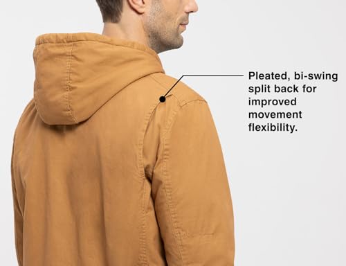 Image of Rdruko Men's Cotton Work Jackets Fleece Lined Insulated Workwear Winter Coat with Hood(Brown Yellow, US M)