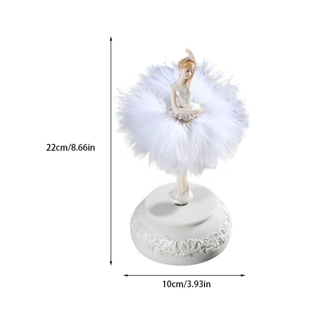 Carillon con ballerina danzante, figurine artigianali rotabili, regalo per amiche, Natale, casa, matrimonio, compleanno, colore bianco