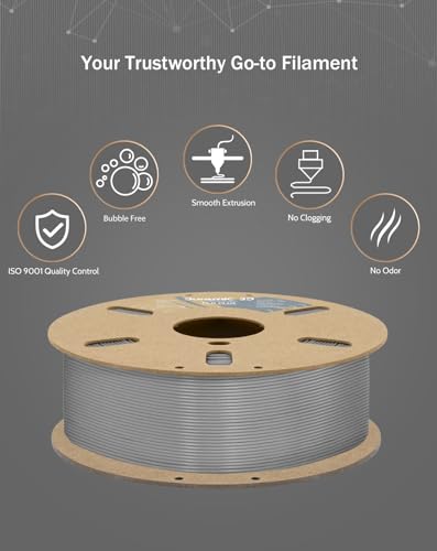 Image of DURAMIC 3D PLA+ Printer Filament 1.75mm PLA Plus Neatly 2Kg Spool(2.2lbs) | PLA Pro Tougher and Stronger, Dimensional Accuracy Probability + /- 0.02mm Gray