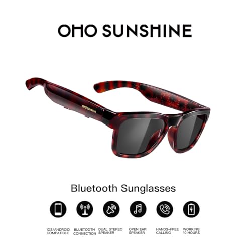 Image of OhO Smart Glasses,Polarized Sunglasses with Bluetooth Speaker,Athletic /Outdoor UV Protection and Voice Control,Unisex(Transition Lens)