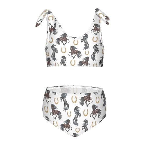 Toddler Girls Bikini Set Horse Swimsuits Kid Bowknot Swimwear 2 Piece Bathing Suit 3-12T
