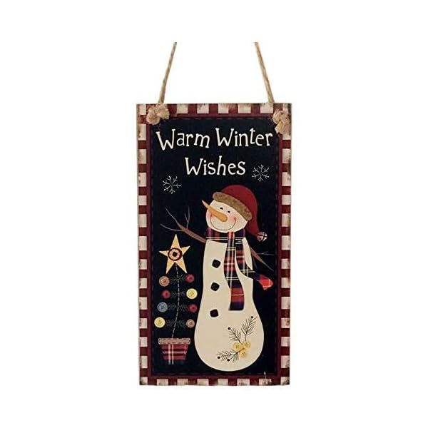 Warm winter wishes snowman hanging board wood hanging sign plaques christmas party decorationbw608  urban country home decor