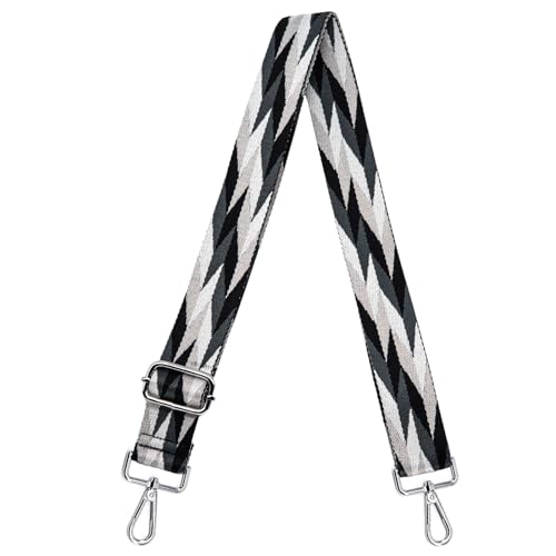 Image of S&loyoe Purse Straps Replacement Crossbody Bag Strap Adjustable Wide Guitar Straps for Handbags 1.5inch (Blade splicing gray silver)