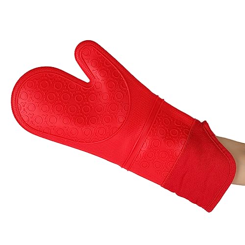 Manoplas de silicona para horno con diseño antideslizante resistente al calor en color rojo 7
