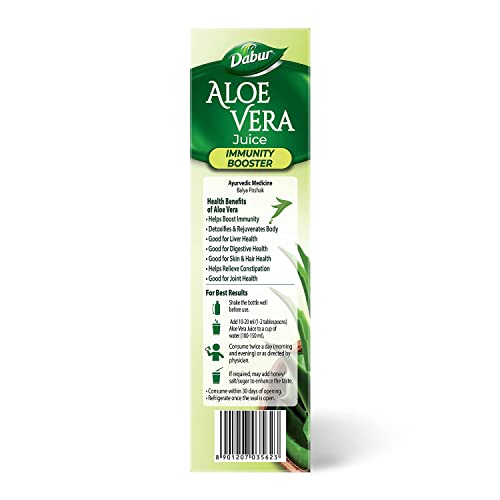 Image of Dabur Aloe Vera Juice - 1L | Ayurvedic Health Juice For Good Skin & Hair Health | Detoxifies & Rejuvenates Skin & Body | Good For Liver & Digestive Health | Immunity Booster