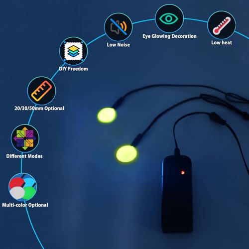 Image of Led Eyes for Mask Skeleton Ghost Black Cat Spider Pumpkin Spooky Tree, EL Panels Light for Cosplay DIY Themed Party Decor (Yellow, 20mm)