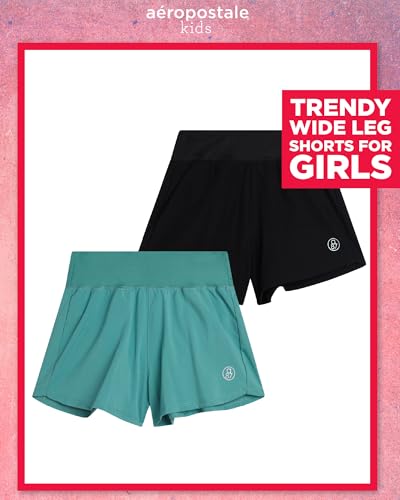 AEROPOSTALE Girls' Wide Leg Shorts - 2 Pack Woven Loose Fit Athletic Workout Shorts for Girls with Yoga Waistband (7-16)2