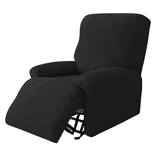 Konsilsa Relaxsessel bezüge ​Stretch,Ruhesessel Bezüge Stretch Relaxsessel Bezug Jacquard Sesselbezug, Sesselschoner für Fernsehsessel Recliner Sesse (Color : Schwarz) Cover
