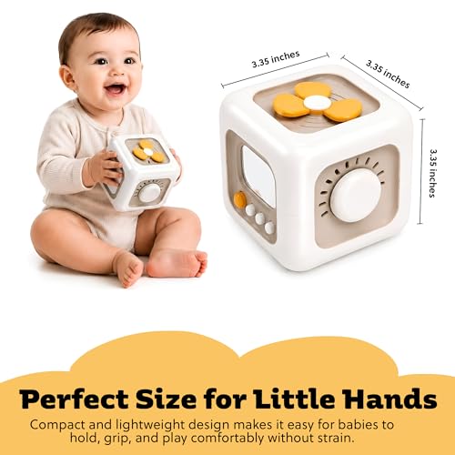 Image of Toytastic Montessori Baby Activity Cube - Multi-Sensory Learning Toy with Buttons, Switches, Dials & Rotating Fan for Toddlers