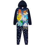 Pokemon Fleece Onesie for Boys Warm Hooded Onesie for Kids Teenagers 4-14 Years Kids PJs Comfy Loungewear - Boys Gifts (Navy/Multi, 11-12 Years)