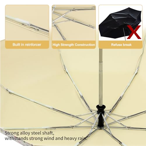 RXHOSIGAY Color Glue Coating Sun Umbrella UV Protection Compact Folding Windproof Parasols Travel Auto Open Close Blocking UV 99.98%
