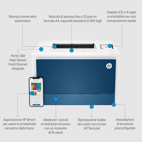 HP Color LaserJet Pro Stampante 4202dn, Colore, Stampante per Piccole e medie imprese, Stampa, Stampa da smartphone o tablet Stampa fronte/retro Vassoi ad alta capacità opzionali - 6