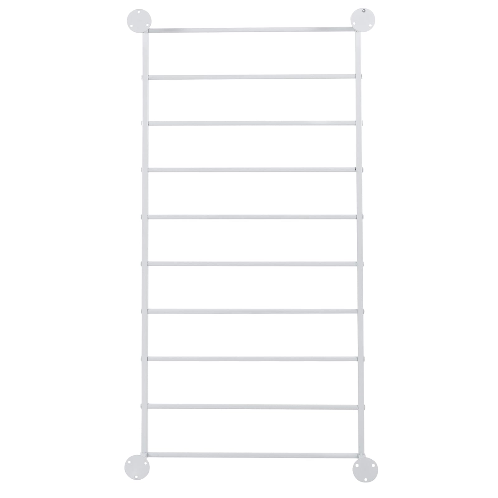 NIENIEE 10-Tier Wall Mounted Scarf Rack, Tie & Scarf Holder, Towel Storage Rack, White, Iron, Baking Paint, Coating