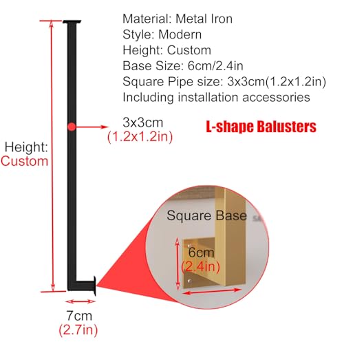 Balaustres de escalera, husillos de metal personalizados para escaleras interiores, reemplazo de poste de barandilla de hierro montado lateralmente, 68 cm de altura, ideal para decoración del hogar (1
