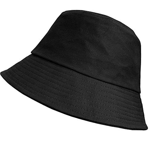 Obbue Bucket Hat For Women Men Summer Travel Beach Sun Hat Outdoor Headwear Unisex Reversible Fisherman Hats Black #TOP1