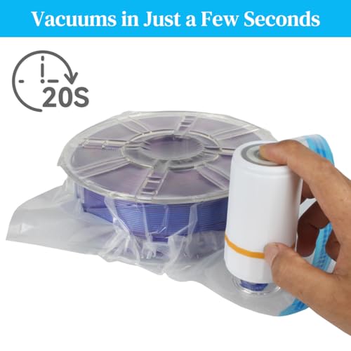 Image of Serplex 3D Printer Filament Vacuum Storage Bags & Electric Air Pump with 10 Filament Vacuum Storage Bags,2 Sliding Sealing Clips Moisture Protection for 1Kg,300x340mm