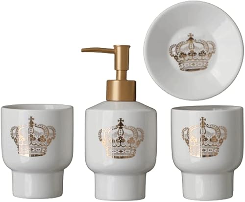 Miniatura 1 de Dispensador de loción, dispensador de jabón de cerámica clásico, juego de accesorios de baño, bomba de jabón con bomba dorada de lujo, dispensador