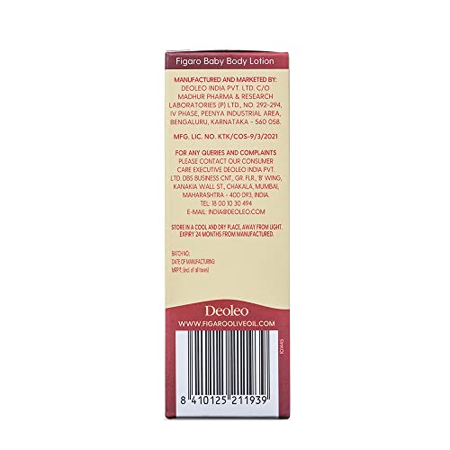 Image of Figaro Baby Lotion | 200 ml | Natural Olive Oil | Enriched with Vitamin E | Moisturizer with Natural Formula | Paraben Free | Dermatologically Tested | Quick Absorption (Pack of 2)