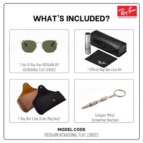 Image of Ray-Ban RB3548N HEXAGONAL FLAT LENSES Sunglasses w /Official Eyewear Kit