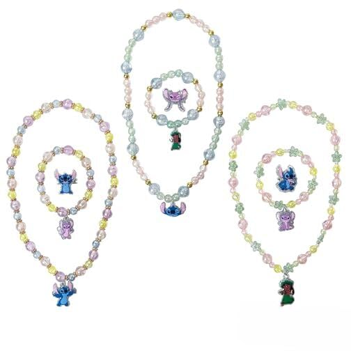 LUV HER Lilo & Stitch Girls Jewelry Set - Dress up 9 Piece Toy Jewelry Box Set with Bead Necklace, Bracelet and Ring - Play Accessories - Ages 3+