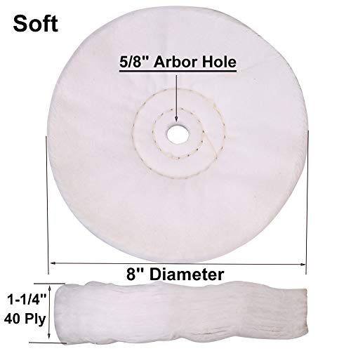 Image of SCOTTCHEN Buffing polishing Wheels Soft Flannel 8 inch (40 Ply) for Bench Grinder Buffer with 5 /8 inch Arbor Hole - 2 Pack