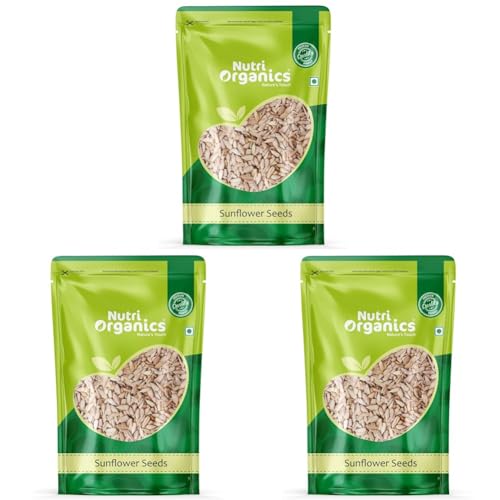 Image of Nutri Organics Raw Sunflower Seeds for Eating, High in Protein & Fiber & Gluten Free, 250 g (Pack of 3)
