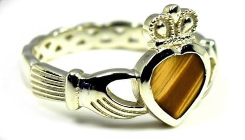 Image of Choose Your Color Natural Gemstone Irish Claddagh Silver Ring Friendship Love 55 Carat Brand Size 5 to 12