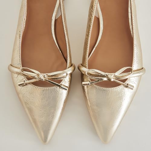 Slingback Flats for Women Bow Tie Closed Pointed Toe Low Heel Pumps Comfortable Work Dress Ballet Flats Mule Shoes4