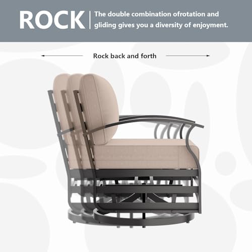 Image of Patio Furniture Set 6-Piece Aluminum Armrest Sofa, All-Weather Patio Conversation Set with Tempered Glass Top Table & Removable Sponge Cushions for Backyard Poolside-Sand