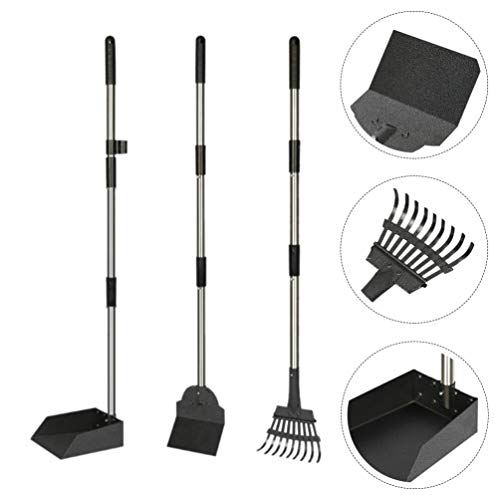 VILLCASE 1 Conjunto Bandeja De Alumínio Ancinho E Pá Colher Cocô Scooper Pooper Cão Conjunto Ajustáv