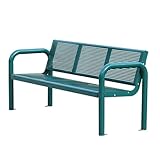 NRNQMTFZ Gartenbank Parkbank mit Armlehnen & Rückenlehne,Wetterfeste Metallbank,Terrasenbank aus...