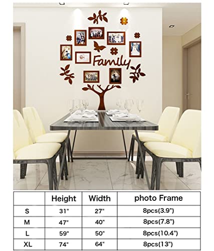 Chezmax Family Tree Picture Frame Wall Decor Acrylic Family Tree Photo Frames Wall Stickers 3D Art Wall Decal Tree Self Adhesive Creative Tree Sticker For Home Living Room Bedroom Office Porch Decor #TOP1