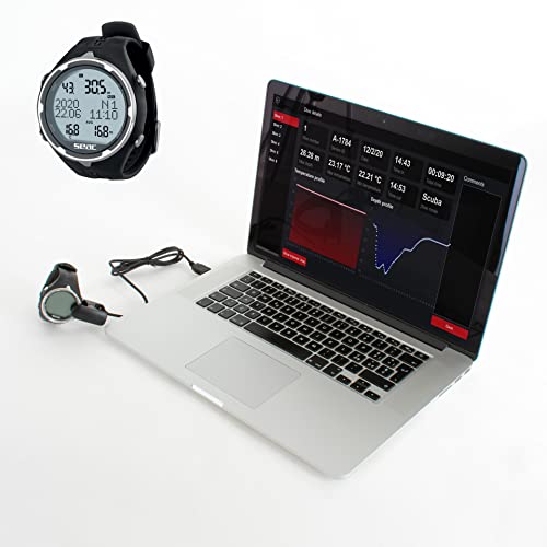Foto von Seac Action, Tauchcomputer für Gerätetauchen und Freediving, Logbuch, Dive Planner, Safety Alarme, schwarz verspiegelte Linse + USB