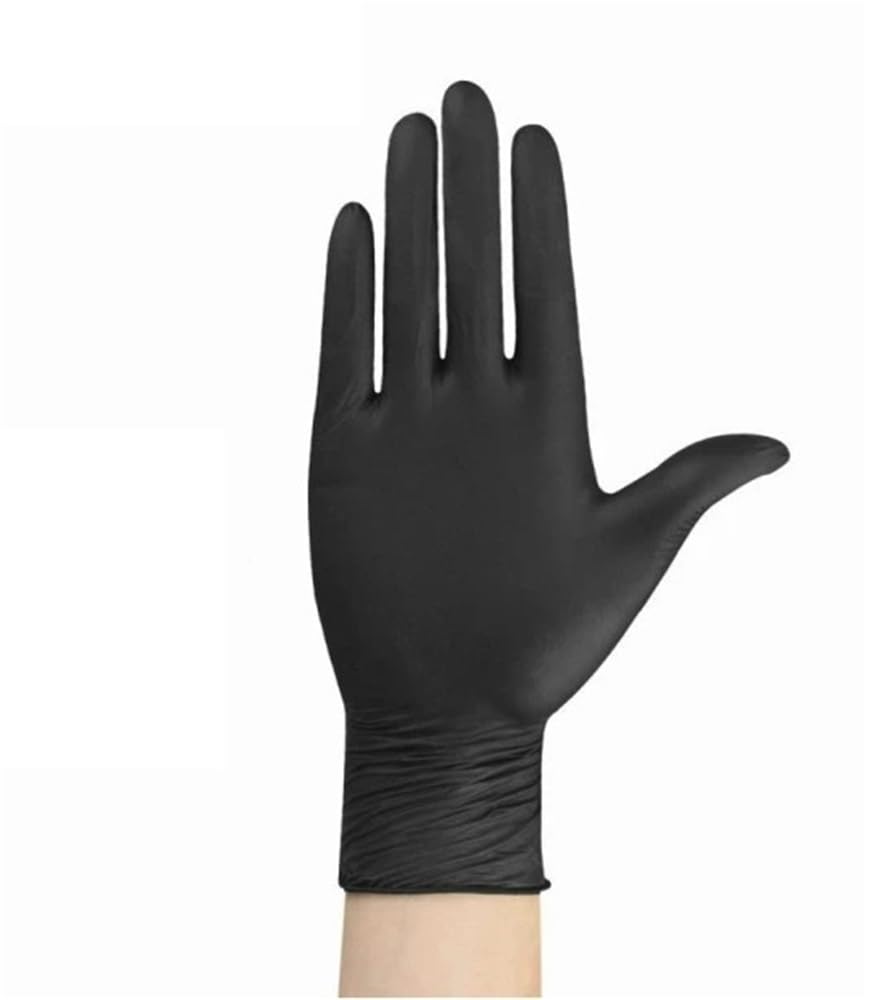 10/20/50/100 pezzi Guanti monouso in nitrile nero for lavoro, senza lattice, guanti for la pulizia della casa, testurizzati, meccanici, tatuaggi, tinture for capelli, bellezza(Black 100PCS,XL)