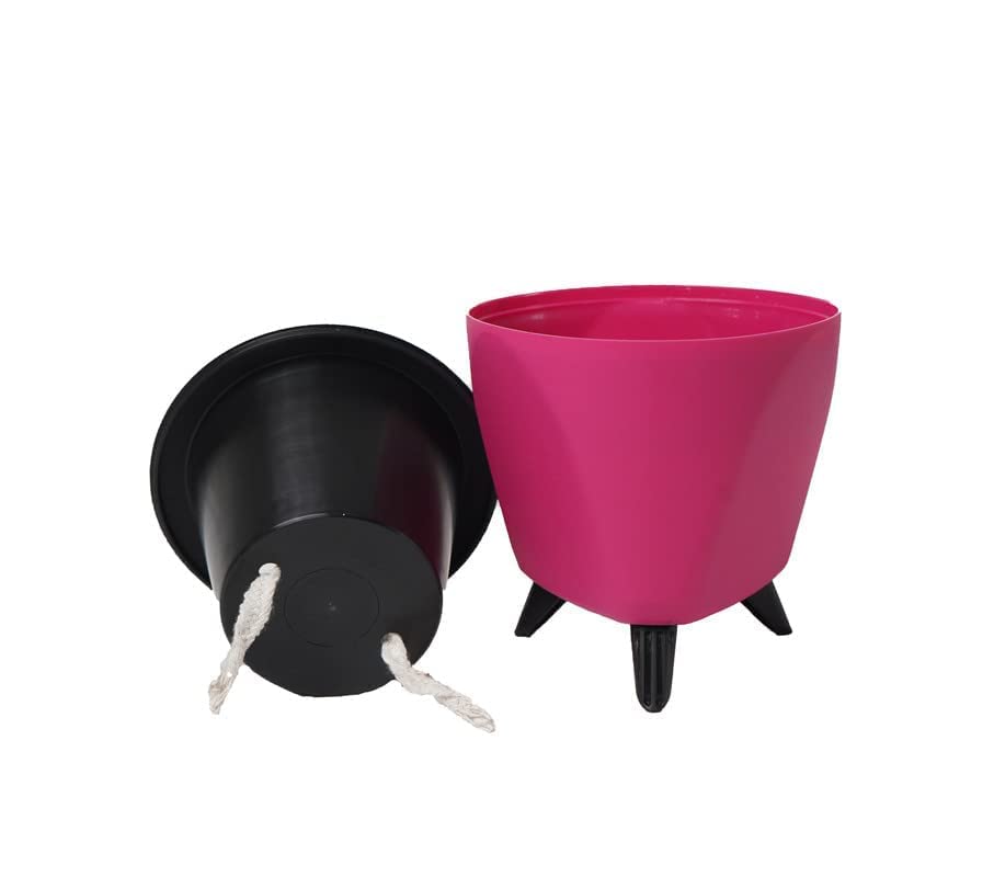 Image of Garden Art Self Watering Pots Planter for Plants - 5.1 Inch, Round, Set of 4(PPLAP) Pink