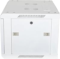 Vista 2 de NavePoint Gabinete de red 9U con puerta de vidrio Armario de servidor de montaje en pared de 9U, rack blanco de 19 pulgadas para equipos de TI