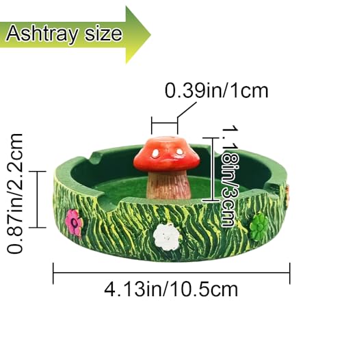 Neletao Cute Ash tray Cool Ashtrays for Weed Smokers & Bong Users, Fantastical Mushroom Ashtray Resin Ashtray Decor for Home Office, Ornament Gifts Red & Green - Image 3