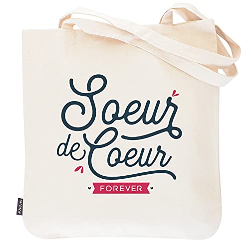 Manahia Totebag - Soeur de coeur forever Sac 100% coton | cadeau amie - cadeau de noël femme - meilleure copine