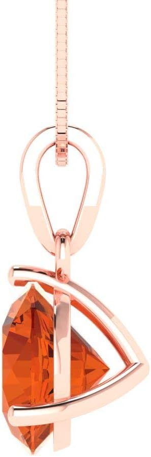 Clara Pucci 2 cttw Red Simulated Diamond Rose Gold-Plated Silver Necklace and Pendant for Women (18" Box Chain,Round Cut,8.0mm) - Image 3