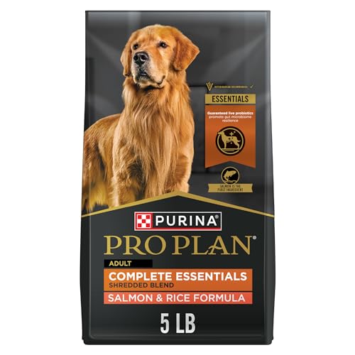 Purina Pro Plan Complete Essentials Shredded Blend Salmon and Rice Dog Food Dry Formula with Probiotics for Dogs - 5 lb. Bag