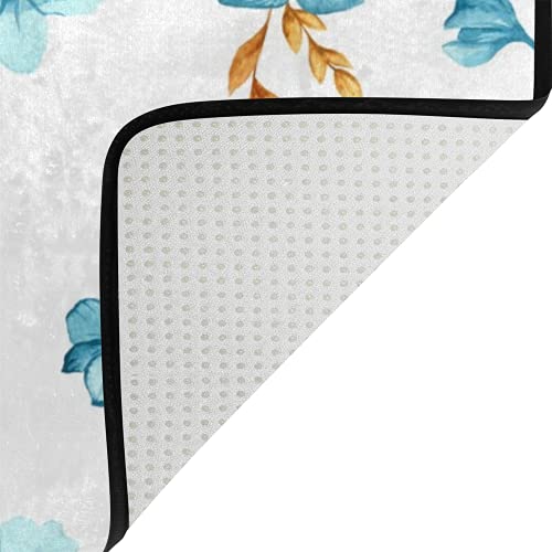 Tapis de sol aquarelle de qualité supérieure en velours épais bleu - 5