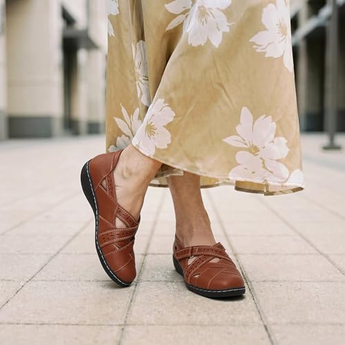 DREAM PAIRS DREAM PAIRS Women's Loafers Slip On Comfortable Casual Orthopedic Walking Flats Work Shoes Closed Toe Sandals with Arch Support,Size 10,Tan,DWUMLS2508