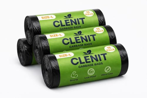 Image of Garbage Bags | Large Size |60 Bags (15 Bags x 4 Rolls) | 24 x 32 inches | Black