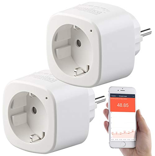 Energiekostenmessgerät: 2er-Set WLAN-Steckdosen, Amazon Alexa & Google Assistant komp, 16 A (WiFi Stecker)